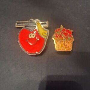 Red and Gold Apple Pins Set Vintage Hallmark